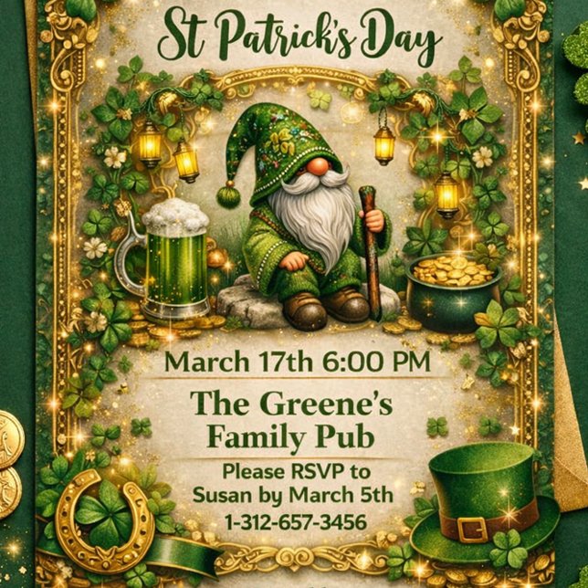 Whimsical St. Patrick’s Day Gnome  Inbjudningar (Skapare uppladdad)