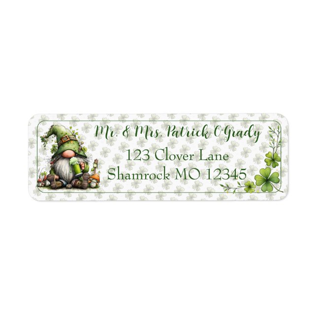 Whimsical St. Patrick's Day-firande Returadress Etikett (Framsidan)