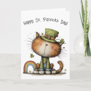 Whimsical St. Patrick's Day Katt Glädje Kort