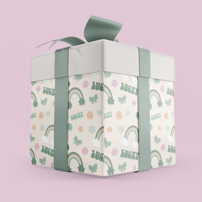 Whimsical St. Patrick's Day Rainbow & Shamrock Presentpapper (Whimsical St. Patrick’s Day Rainbow & Shamrock Wrapping Paper)