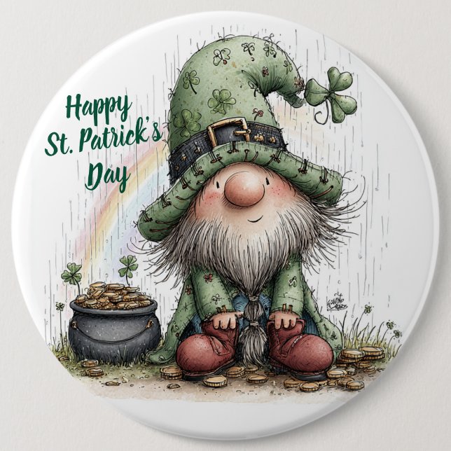 Whimsical St. Patrick's Day Tomte Knapp (Framsida)