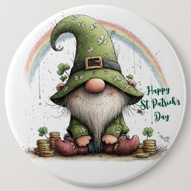 Whimsical St. Patrick's Day Tomte Knapp (Framsida)