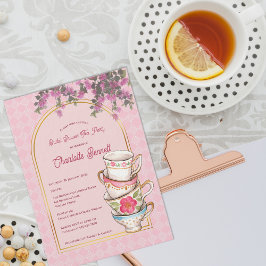 Whimsical Stacked Teacups Bridal Shower Tea Party Inbjudningar