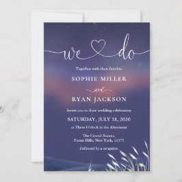 Whimsical Starry Night Script Modern Wedding  Inbjudningar