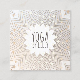 Whimsical Stars Lotus Mandala Flower Yoga Teacher Fyrkantigt Visitkort