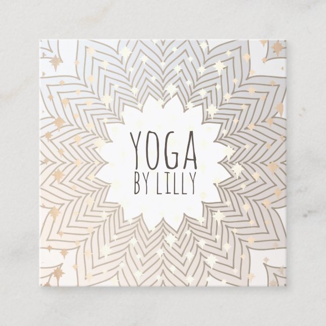Whimsical Stars Lotus Mandala Flower Yoga Teacher Fyrkantigt Visitkort (Framsida)