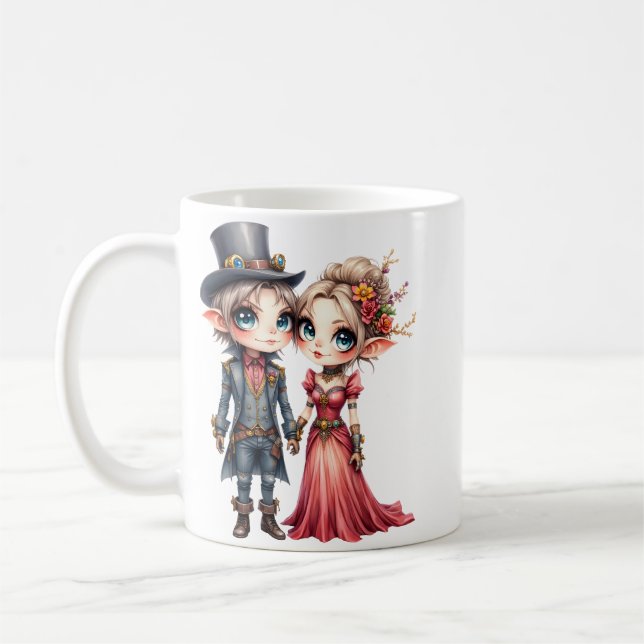 Whimsical Steampunk Älva Bröllop  Kaffemugg (Vänster)