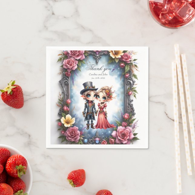 Whimsical Steampunk Älva Bröllop  Pappersservett (Insitu)