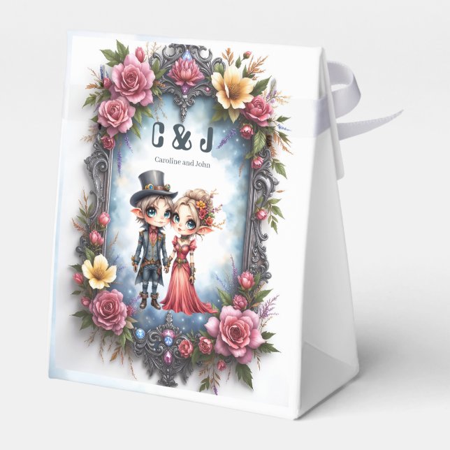 Whimsical Steampunk Älva Bröllop Presentaskar (Baksidan Sidan)