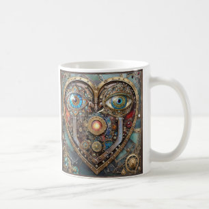 Whimsical Steampunk Hjärta Jag Ser Dig Jag Älskar Kaffemugg