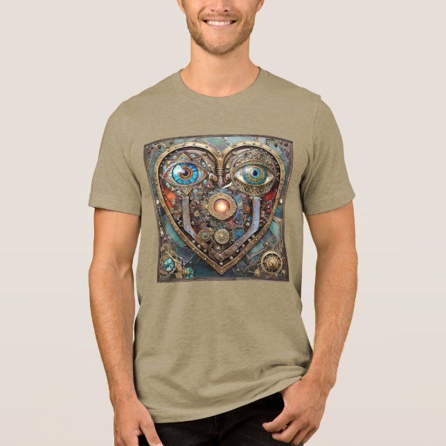 Whimsical Steampunk Hjärta Jag Ser Dig Jag Älskar  T Shirt (Framsida)