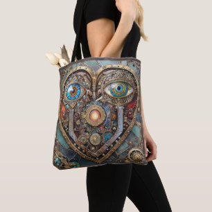 Whimsical Steampunk Hjärta Jag Ser Dig Jag Älskar  Tygkasse