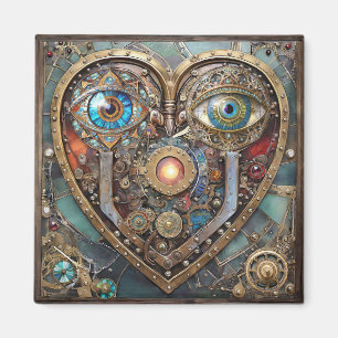 Whimsical Steampunk Hjärtat Jag Ser Dig Jag Älskar Magnet