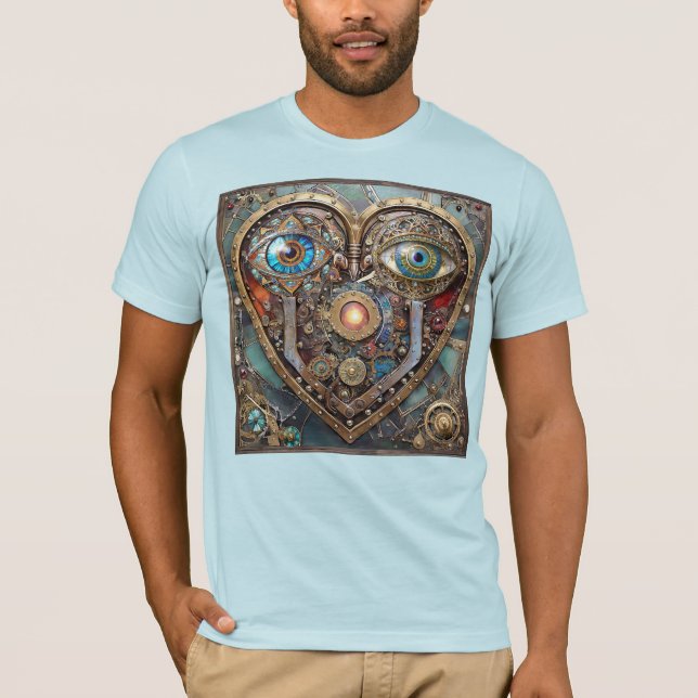 Whimsical Steampunk Hjärtat Jag Ser Dig Jag Älskar T Shirt (Framsida)