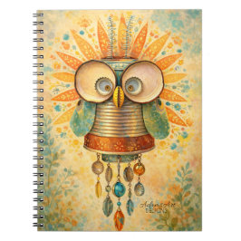 Whimsical Steampunk Owl Notebook – Vintage Anteckningsbok