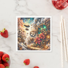 Whimsical Steampunk Poinsettia Découpage Napkins Pappersservett
