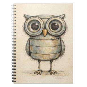 Whimsical Steampunk-ugglaillustration Anteckningsbok