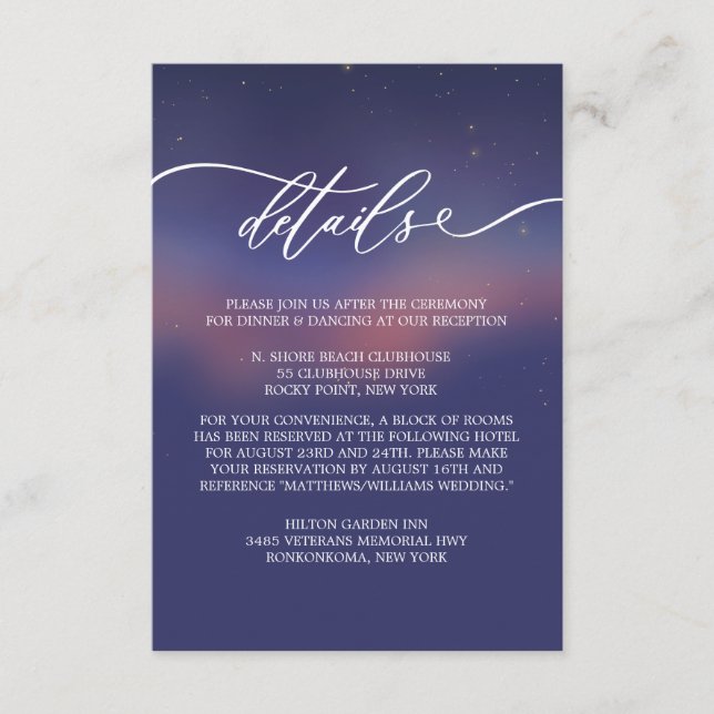 Whimsical Stjärnklar Natt Script Modern Tilläggskort (Framsida)