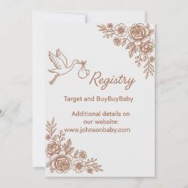 Whimsical Stork & Blommigt Rustic Registry Inbjudningar