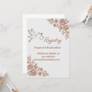 Whimsical Stork & Blommigt Rustic Registry Inbjudningar