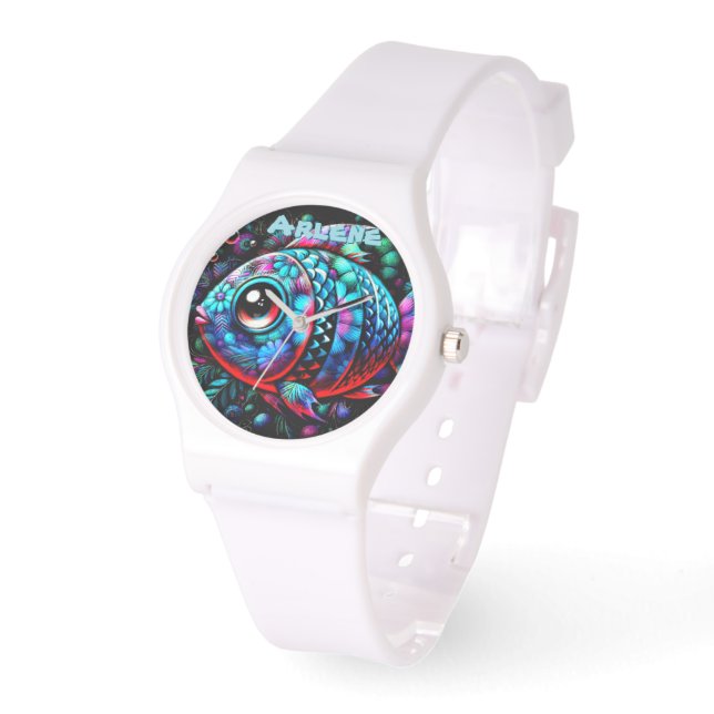 Whimsical Storögd Fisk Sjöfart Anpassad Armbandsur (Vinkel)