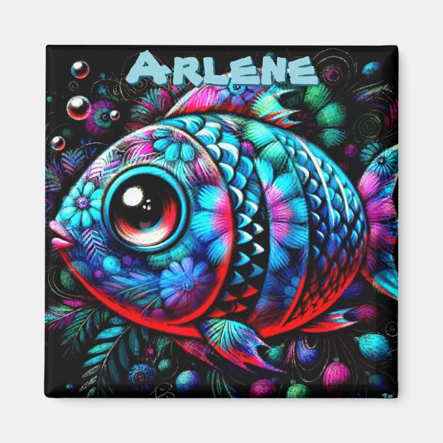 Whimsical Storögd Fisk Sjöfart Anpassad Magnet (Framsidan)