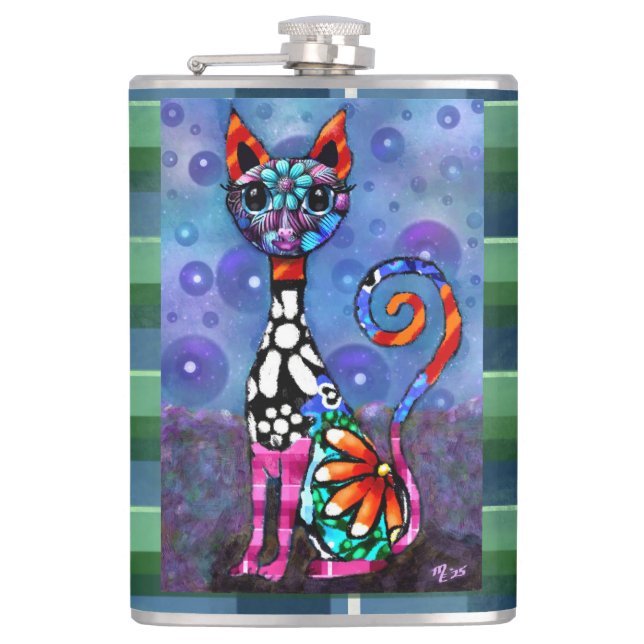 Whimsical Storögd Funky Abstrakt Katt Fickplunta (Framsidan)