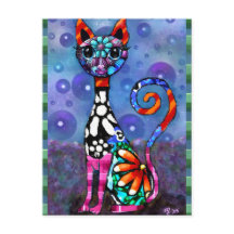Whimsical Storögd Funky Abstrakt Katt