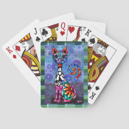 Whimsical Storögd Funky Kitty Katt Abstrakt Casinokort