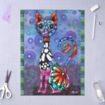 Whimsical Storögd Funky Kitty Katt Dekoupage