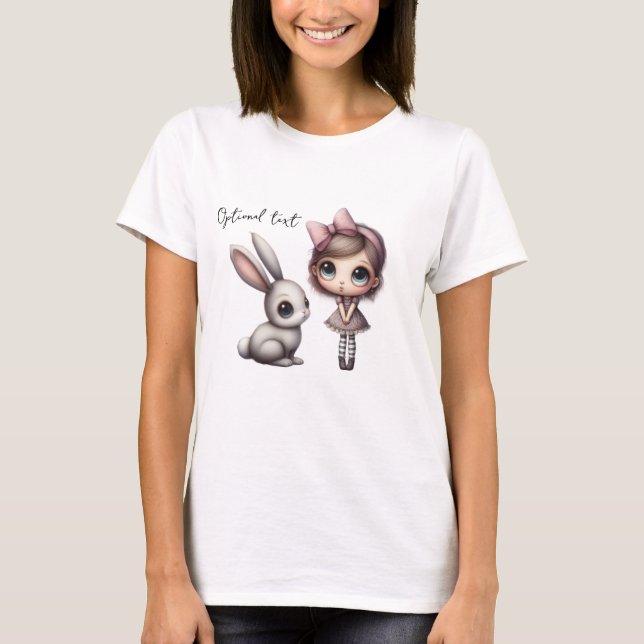 Whimsical storögd kanin t shirt (Framsida)