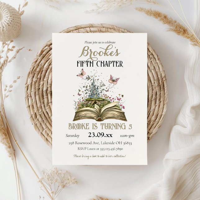 Whimsical Story Magic Bok ThLED Födelsedagsfest Inbjudningar (Whimsical Story Magic Book Themed Birthday Party Invitation)