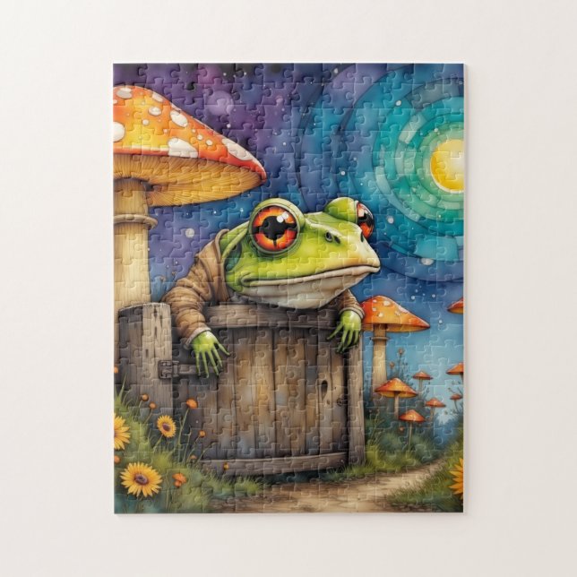Whimsical Storybook Frog Pussel (Vertikal)