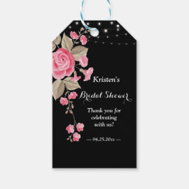Whimsical Strängljus Svart Bröllopsfest Presentetikett