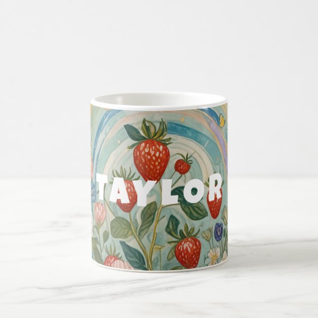 Whimsical Strawberry Patch Kaffemugg (Center)