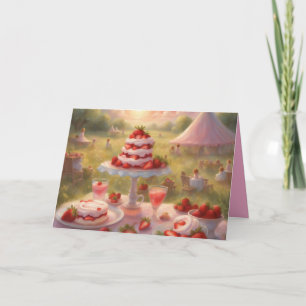 Whimsical Strawberry Shortcake födelsedags picknic Kort
