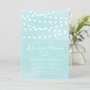 Whimsical String Ljus Aqua Rehearsal Dinner Inbjudningar