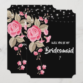 Whimsical String Ljus Black Bridesmaid Inbjudningar