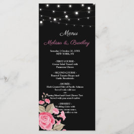 Whimsical String Ljus Black Bröllop Menu Program