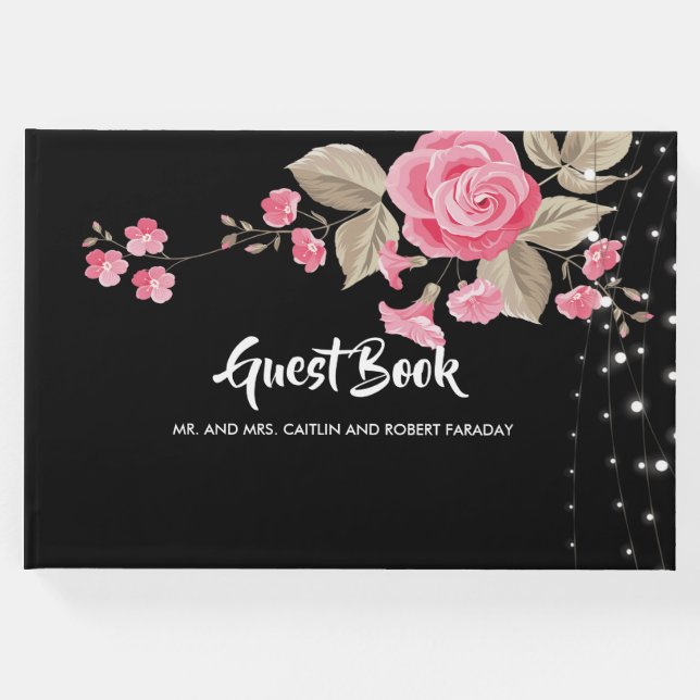 Whimsical String Ljus Black Gästböcker (Framsida)