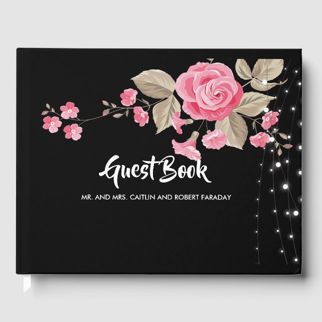 Whimsical String Ljus Black Gästböcker (Framsida)
