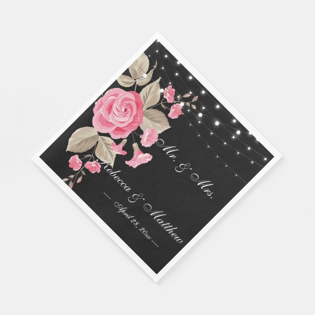 Whimsical String Ljus Black Pappersservett (Hörn)