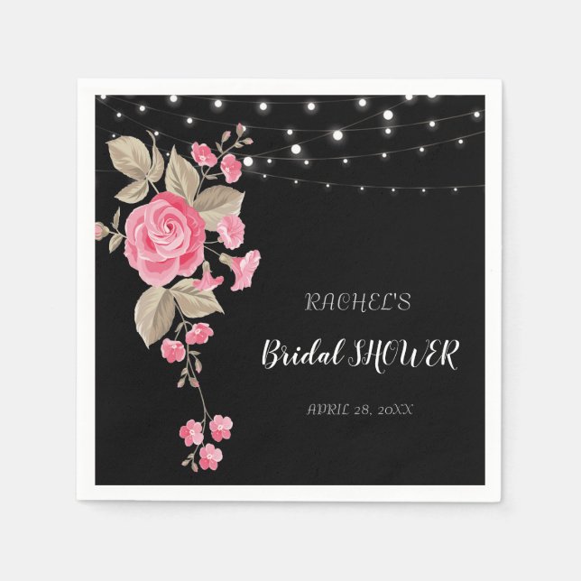 Whimsical String Ljus Black Pappersservett (Framsidan)