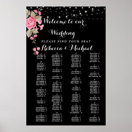 Whimsical String Ljus Black Poster