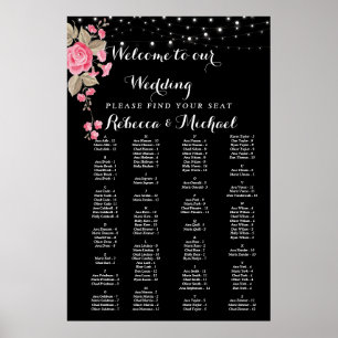 Whimsical String Ljus Black Poster