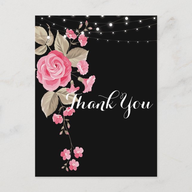 Whimsical String Ljus Black Tack Vykort (Framsida)