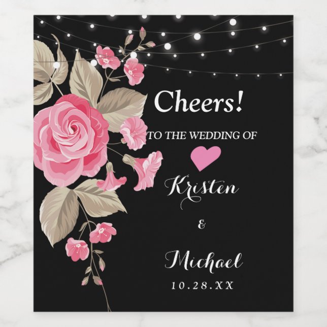 Whimsical String Ljus Black Vinflaska Etikett (Singel etikett)