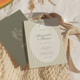 Whimsical Stripe Green Wedding Invitation Inbjudningar