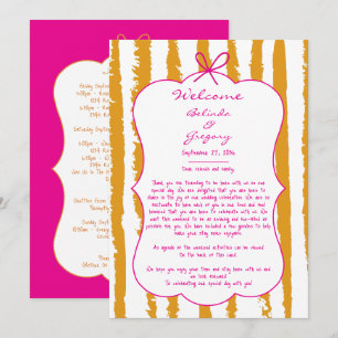 Whimsical Stripes Handskriven Bröllops Itinerary  Program
