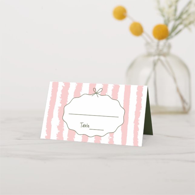 Whimsical Stripes Handskriven Målad Bröllop  Placeringskort (Framsida)